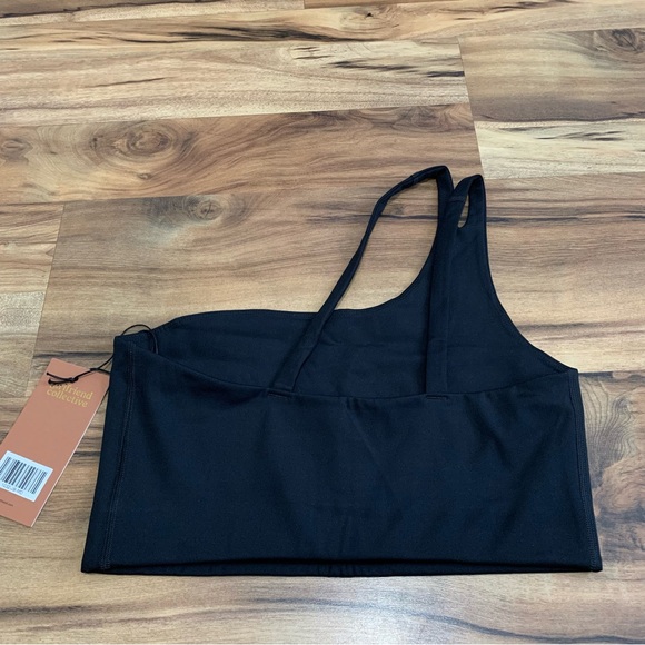 Girlfriend Collective Black Uma One Shoulder Bra - Picture 5 of 6